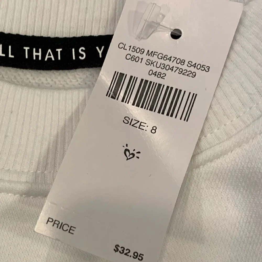NWT MFleece Jersey Cropped Sweatshirt w/ Rai…